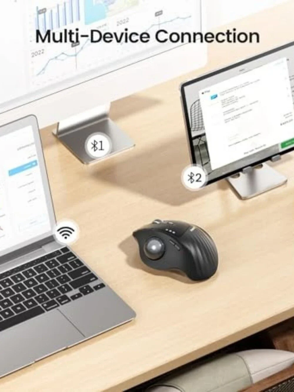 EM01 NL Ergonomic Wireless Trackball Mouse - Gray